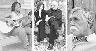(l)Ruthie Foster and Cyd Cassone<br>(photo by Laurie Drum)<p>
(c)Chip Taylor and Carrie Rodriguez<br>(photo by Todd V. Wolfson)<p>
(r)Steven fromholz<br>(photo by John Carrico)
