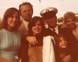 Navy boot camp graduation:  (l-r) Janette (his later ex-wife), Gary Poulter Sr., sister Debbie, Gary, sister Maria, Poulter's mother Carolyn