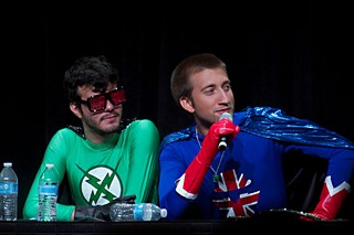 Achievement Hunter's Ray Narvaez Jr. and Gavin Free at an RTX 2013 panel