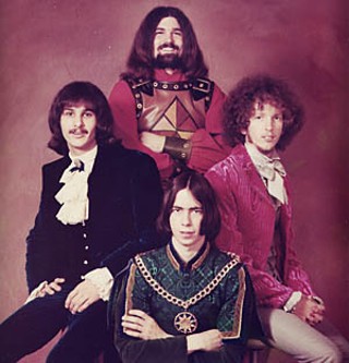 Cover shoot from Bubble Puppy's 1969 album,  <i>A Gathering of Promises</i>. Clockwise from left: Roy Cox, Rod Prince, David Fore, and Todd Potter