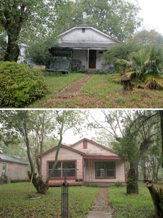 The Pattersons' home (top) is down the street from a 
notorious, and now vacant, crack house (bottom) on Edna's 
east side.