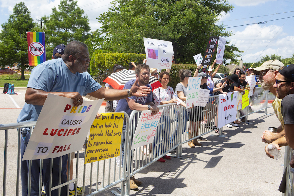 Protesters Descend On Leander Family Pride Event LGBTQ activists and