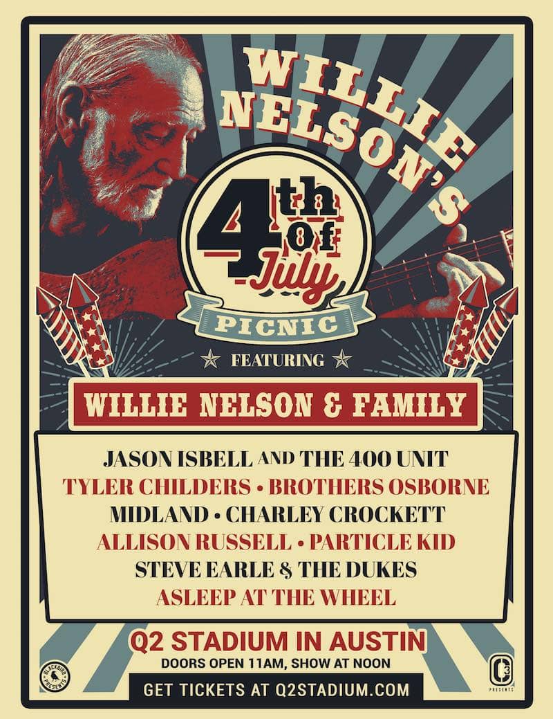 Willie Nelson’s 4th of July Picnic to Light Up Q2 Stadium This Year