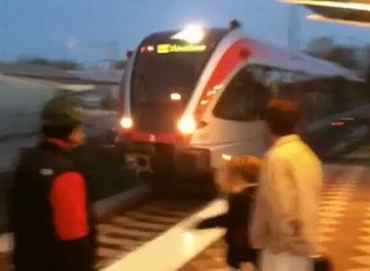 Footage of the commuter train's first day