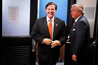 Tom DeLay (l) was all smiles before he was convicted.