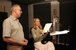 Filmmaker Gerald Peary with <i>For the Love of Movies</i> narrator  Patricia Clarkson