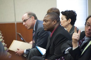 Anthony Graves (c) at a hearing at the Capitol earlier this year