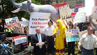 Mark Miner, one of Gov. Rick Perry's new campaign hires, shows how not to control your own message (Hint: He's not the one in the chicken suit.)