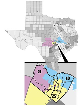 The new interim congressional map splits Travis three ways as opposed to the GOP's five-way split and gives Lloyd Doggett a more Travis-based CD 25. Doggett's onetime Democratic opponent state Rep. Joaquin Castro is now running for a CD 20 seat based in his hometown of San Antonio.
