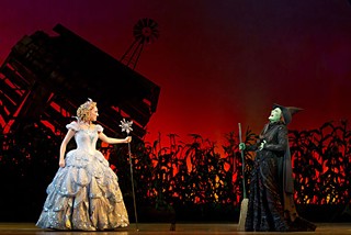 I put a spell on you: Glinda (Tiffany Haas) and Elphaba (Anne Brummel) go hex to hex in <i>Wicked</i>