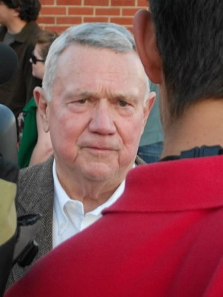 Leffingwell talks to reporters at his campaign opening