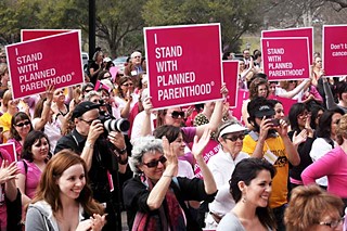 Planned Parenthood supporters rally at the Capitol in March 2011.