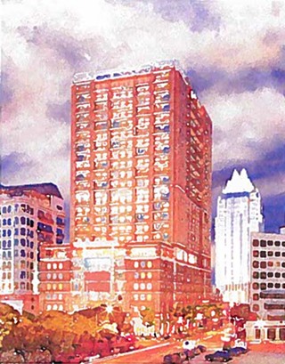 Downtown residents welcome the arrival of this Gables multifamily project and Hotel ZaZa on Fourth Street, between Guadalupe and Lavaca, but the neighboring Plaza Lofts (at left) opposes its parking structure.