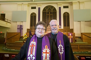 The Rev. John Wright and the Rev. Barbara Ruth of First United Methodist Church