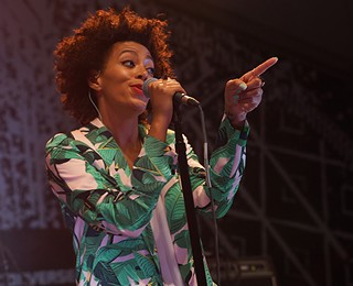 SXSW perennial favorite Texas songbird Solange revved up the crowd at the Fader/Converse Fort main stage.