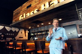Tim League's sartorial choice for the opening of Alamo Drafthouse's Lakeline location is doing little to dispel our Willy Wonka dreams.