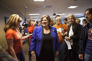 Van de Putte followed up her announcement in San Antonio with a visit to Austin, where she met with reporters and volunteers phone-banking for Wendy Davis.