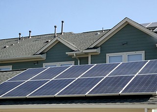 Residential solar panels in the Mueller neighborhood, which serves as a model testing ground for solar technology