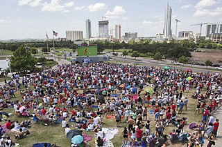 Austin's two big soccer stories of 2014 came together July 1 as the Austin Aztex organized a massive watch party for 5,000 fans on the Long Center grounds.