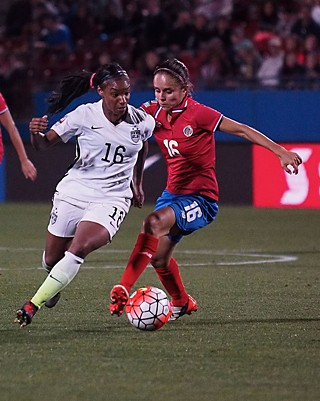 Crystal Dunn in action against Costa Rica