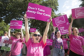 Planned Parenthood supporters gathered outside the Capitol during a similar committee hearing in July.