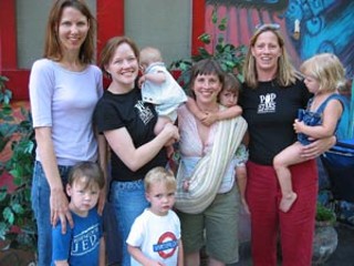 Mama Told Me Not to Come (l-r): Stephanie and Jack Nelson; Paula Fracasso with Stella and Giovanni Fracasso; Kathie Sever with Ramona and Arlo; Sarah Bork Hamilton and Lila