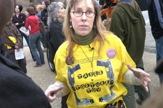 Austin Spokescouncil member Debbie Russell at an 
anti-Taser protest at Austin Police Headquarters last 
Friday