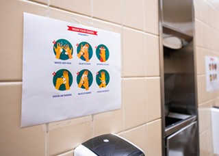 Detailed hand-washing instructions posted at the Frank Erwin Center