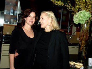The lovely Marcia Gay Harden and the garrulous Lauren Bacall at last year's TFHOF preparty at Deborah Green's home