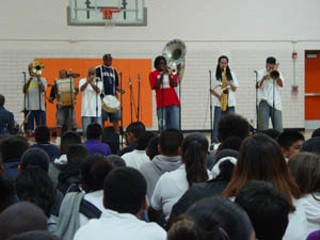 Rebirth Brass Band educates Dobie Middle School, March 2005.