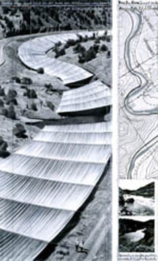 <i>Over the River, Project for Arkansas River, Colorado, </i>drawing, 1998, by Christo