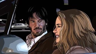 Keanu Reeves as Bob Arctor and Winona Ryder as Donna Hawthorne in <i>A Scanner Darkly</i>
