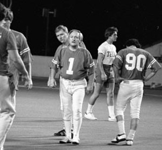 Seen here impersonating a scatback in a Seventies-era Capitol touch football game, former House Speaker Billy Clayton died Sunday, Jan. 7. Clayton, a West Texas cotton farmer who served 20 years in the Texas House, was speaker from 1975 to 1983 (as a Democrat, although he switched parties after he left office and entered the lobby) and is generally credited with raising the office to its current powerful status alongside governor and lieutenant governor. <i>– Michael King</i>
