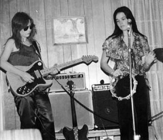 Pre-Violators Kathy Valentine and Marilyn Dean practice in their first band at Greenbriar