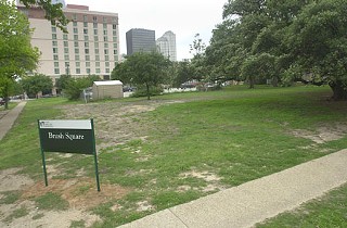 Brush Square Park: This embarrassing dirt pit screams unrealized potential. Surrounded by swanky new development – including the Downtown Hilton Hotel, new Marriott Courtyard, and 5 Fifty Five condos – Brush Square should be a star public plaza. Long left to languish, the historic park finally is benefiting from a $20,000 Austin Parks Foundation grant, a community design charrette organized by the Downtown Austin Neighborhood Association, and bond monies to restore the historic Susanna Dickinson House, which was moved to the site.