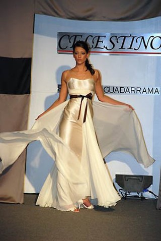 A cream-colored silk gown made a splash on the runway of the Celestino Couture by Sergio Guadarrama collection, presented by St. Thomas Boutique. <p>Photo courtesy of Celestino Couture
