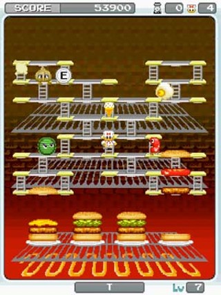 Namco's <i>BurgerTime Delight</i>, revived from the steam tables of the Eighties, lives on in cell phones. As chef Peter Pepper, make burgers by stacking ingredients from elevated ladders; paralyze your enemies – hot dogs and eggs – with a shake of pepper or a flying bun.