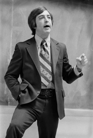 Earle stumping – and looking groovy doing it – in 1976