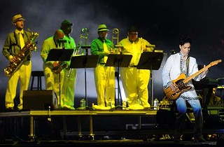 Strange Relationsip: Grupo Fantasma's JewMex horns back Prince at Coachella, April 26.