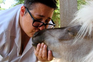 Your intrepid reporter and the mini-horse known (to us) as 