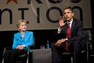 Clinton and Obama at the 2007 YearlyKos Convention