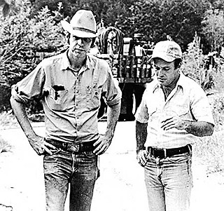 Lou Perryman (left) with Sonny Carl Davis on the set of The Whole Shootin' Match