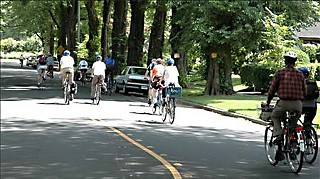 A bicycle boulevard in Portland, Ore.