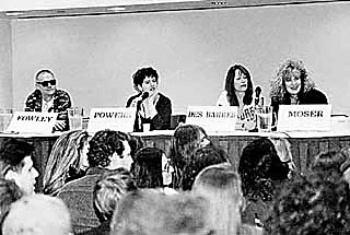 Sitting on the groupie panel at South by Southwest 1993 with Kim Fowley, 
Ann Powers, and Pamela Des Barres