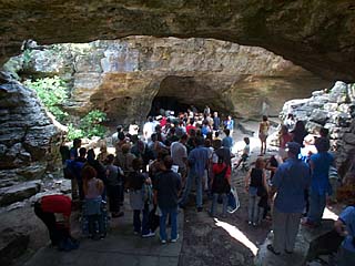 Goonies fans gather to truffle shuffle their way into Longhorn Cavern for the 200-ft. descent.